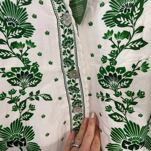 FARM Rio White Maxi Dress with Green Floral Print size small Flaw - Picture 7 of 7